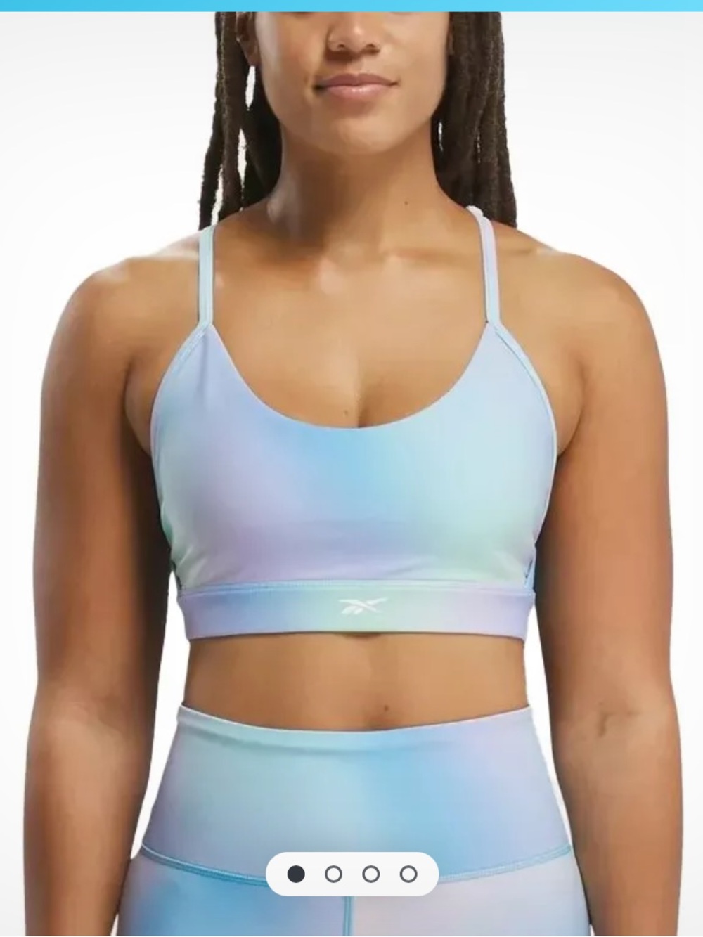 Reebok Lux Pastel Blue to Lavender Ombre Strappy Sports Bra